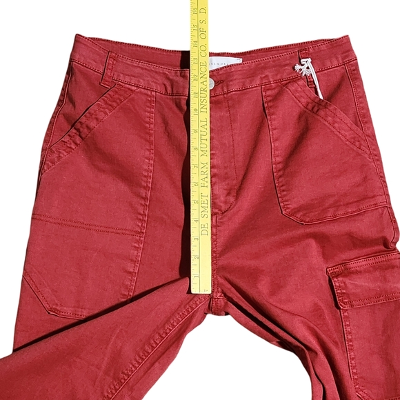 RISEN NWT High Rise Cargo Boyfriend Jeans Rolled Up Hem Size 15/32 Color Brick - Picture 14 of 16